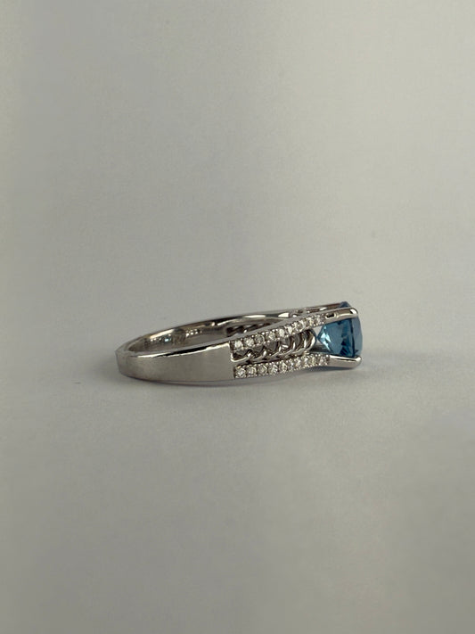 Blue Topaz and Diamond Ring