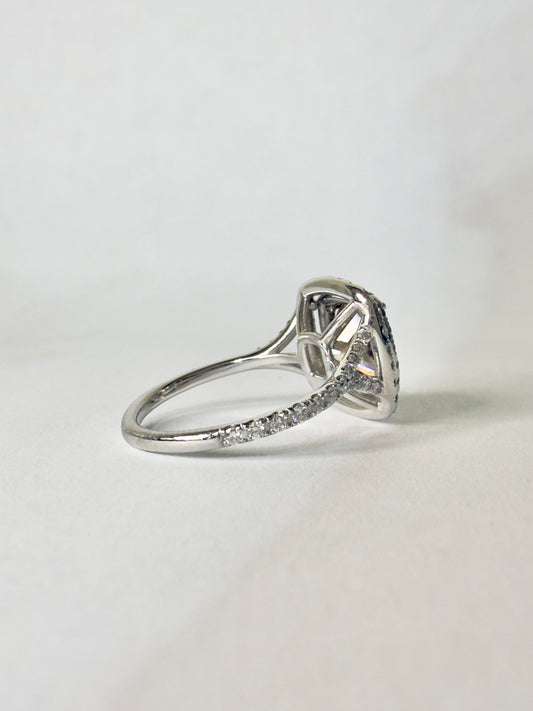 Cushion cut Diamond Halo Engagement Ring