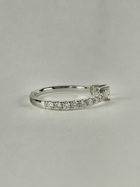 Emerald Cut Diamond and Oval Cut Diamond Open Ring