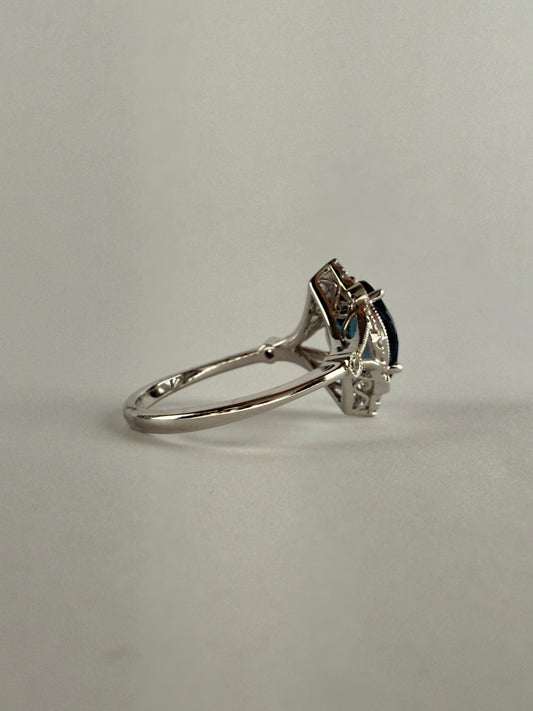 White Gold London Blue Topaz and Diamond Ring