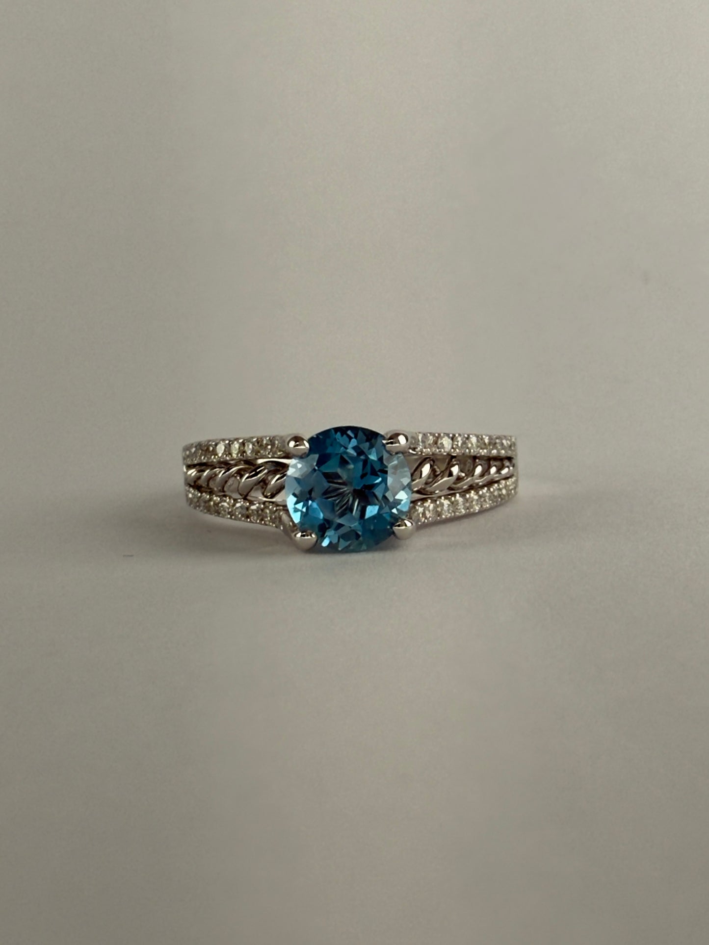 Blue Topaz and Diamond Ring
