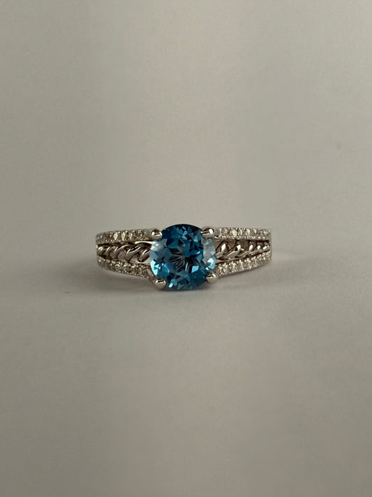 Blue Topaz and Diamond Ring