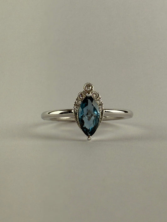London Blue Topaz and Diamond Ring