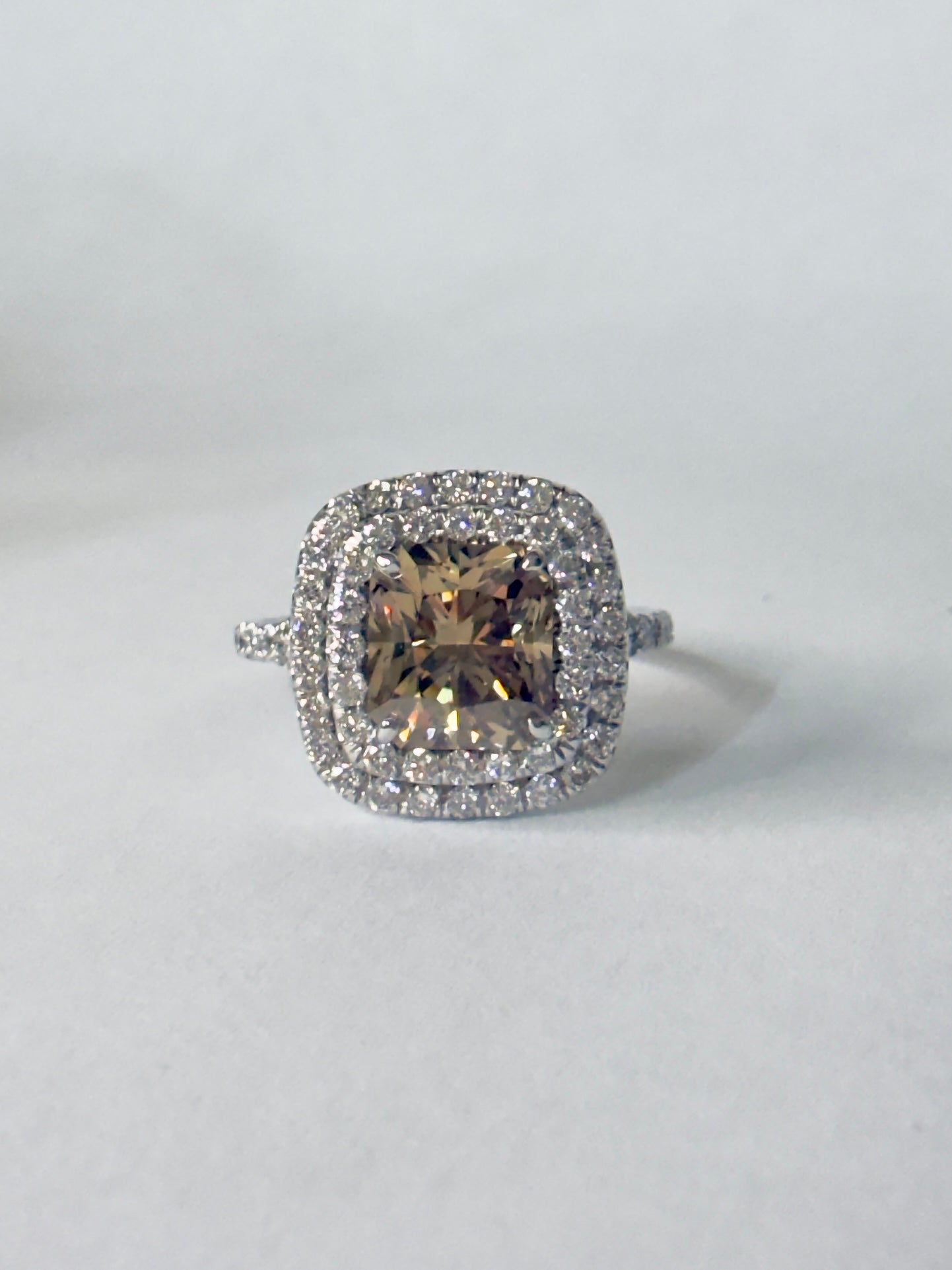 Cushion cut Diamond Halo Engagement Ring