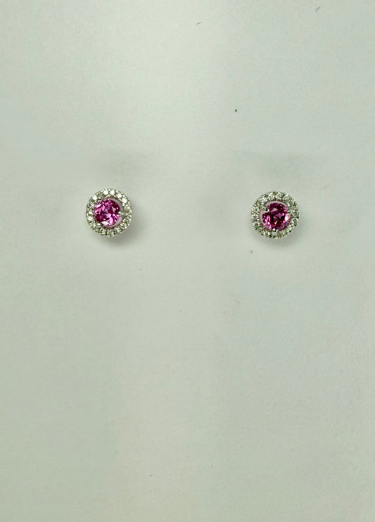 Pink Sapphire and Diamond Earrings