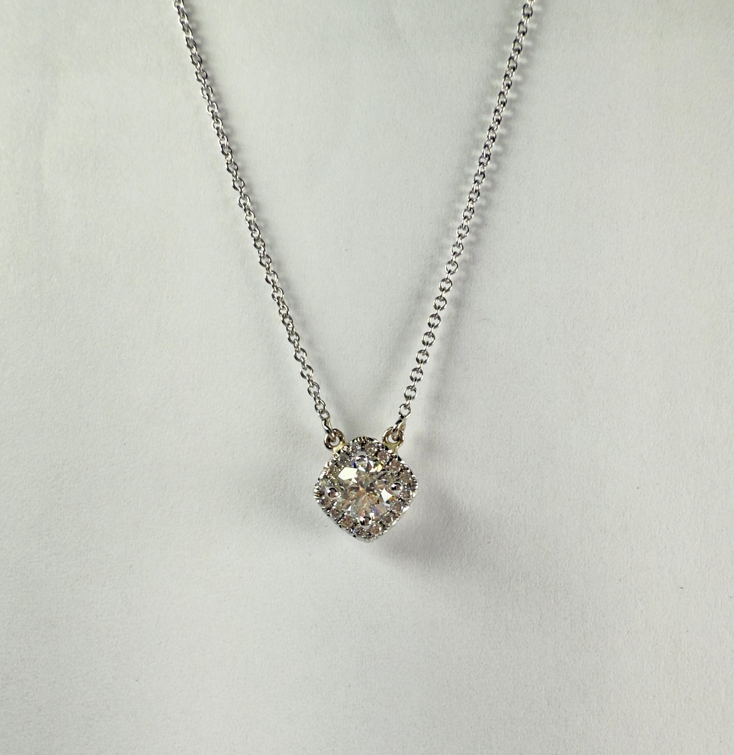Round Brilliant Cut Diamond Halo Necklace