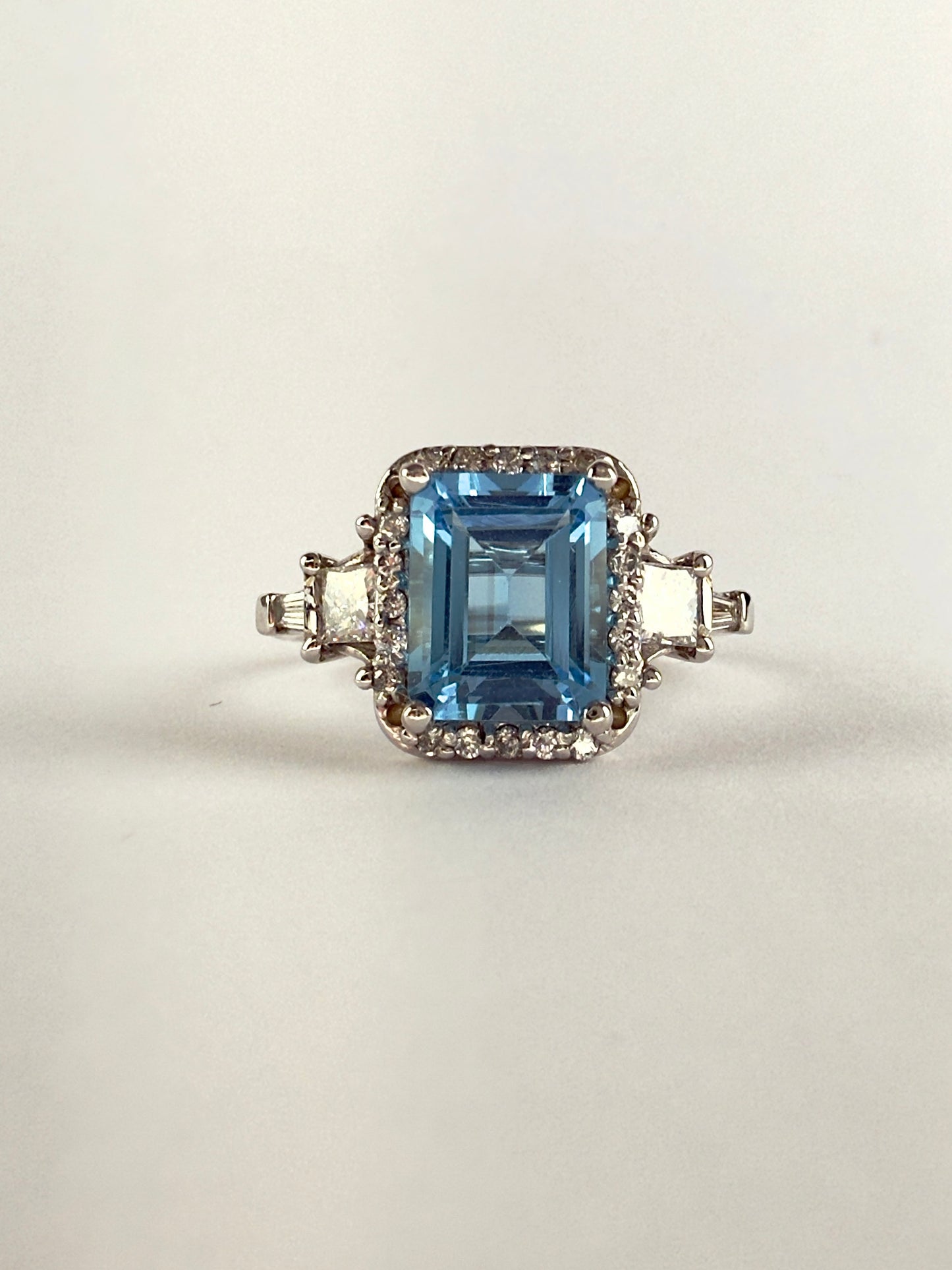 White Gold Blue Topaz and Diamond Ring