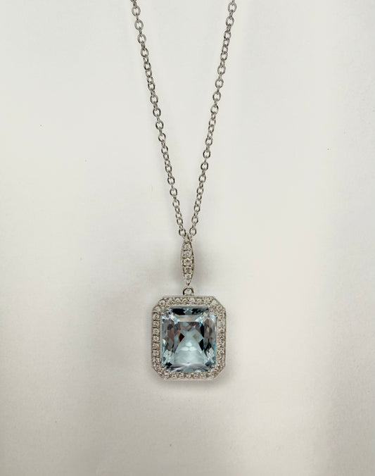 Aquamarine and Diamond Necklace
