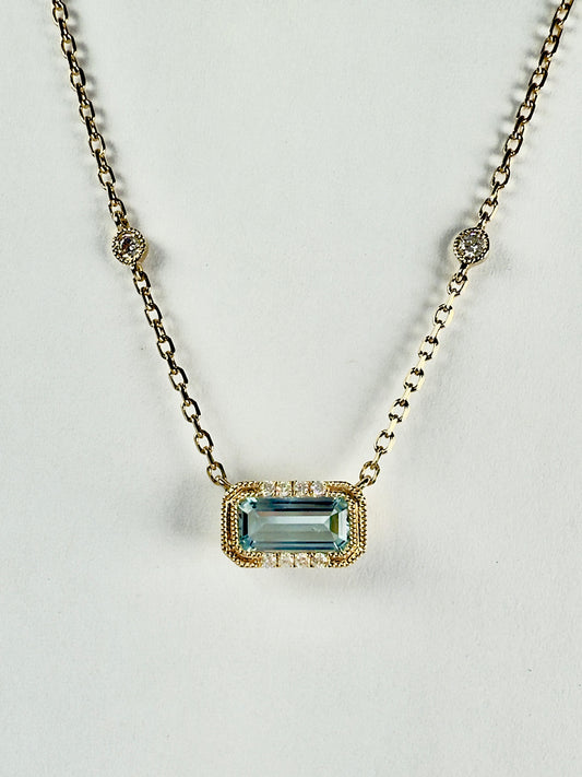 Aquamarine and Diamond Necklace