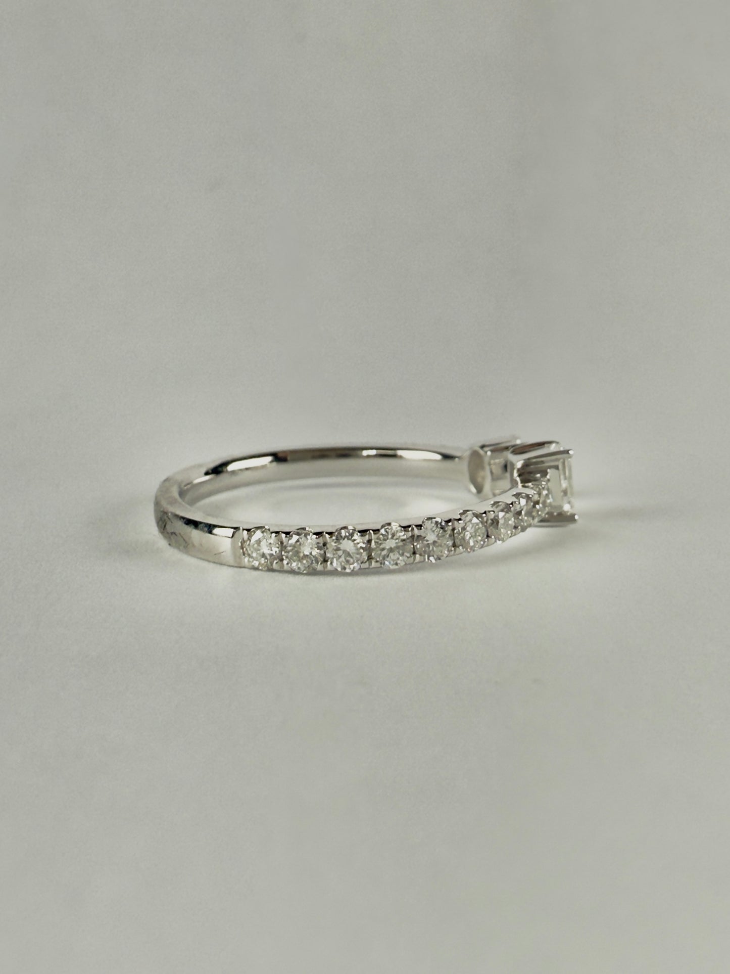 Emerald Cut Diamond and Oval Cut Diamond Open Ring
