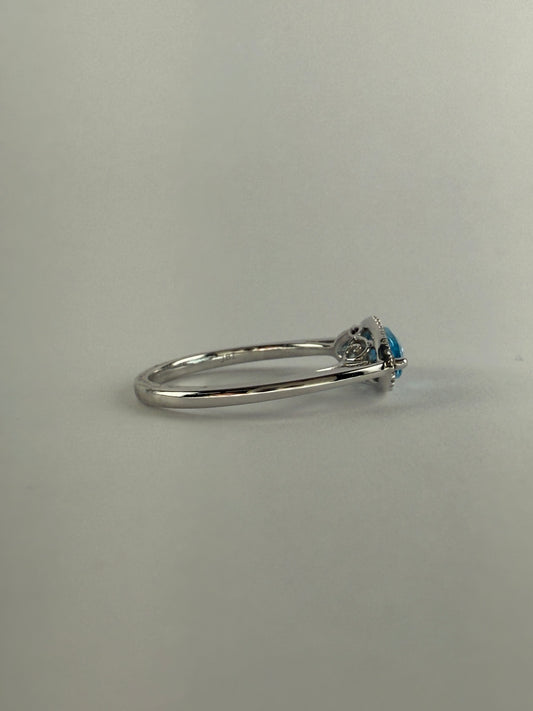 White Gold Blue Topaz and Diamond Ring