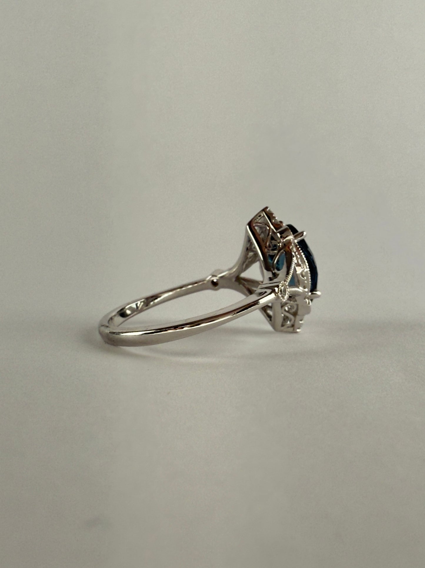 White Gold London Blue Topaz and Diamond Ring
