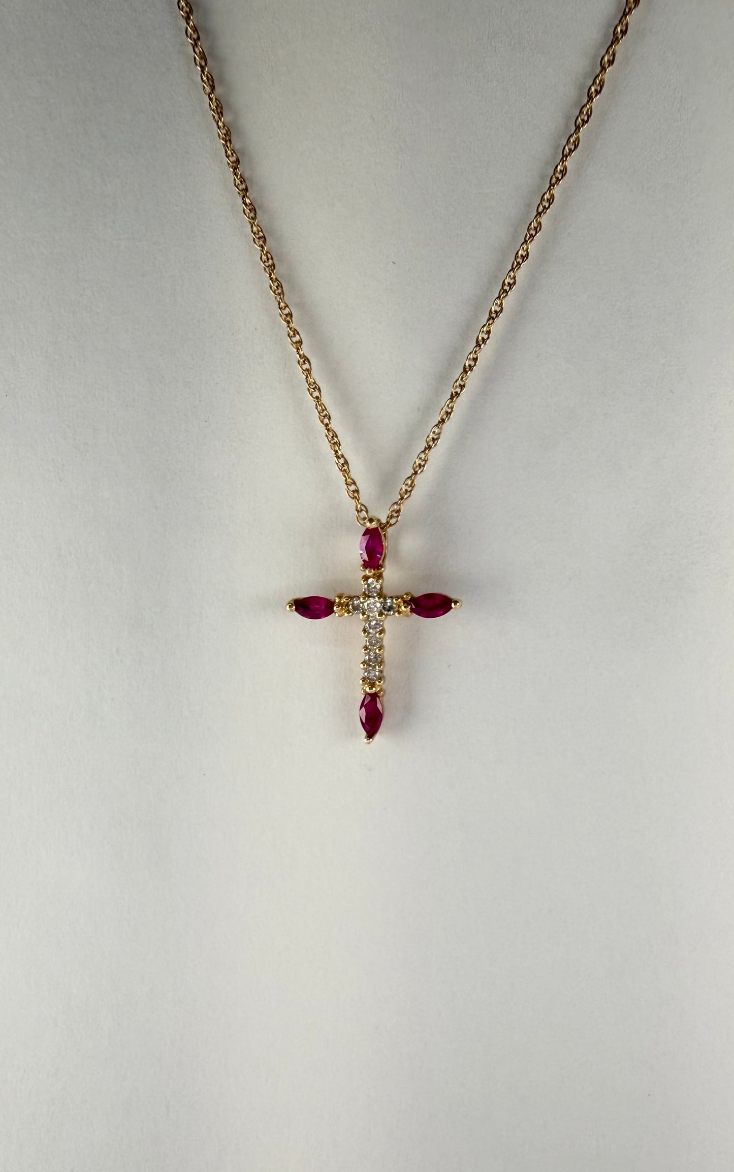 Ruby and Diamond Cross Pendant