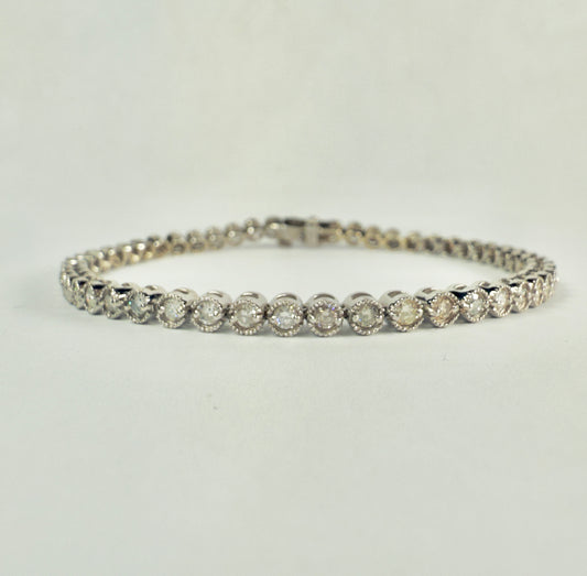 Round Brilliant Cut Diamond Bezel Set Tennis Bracelet