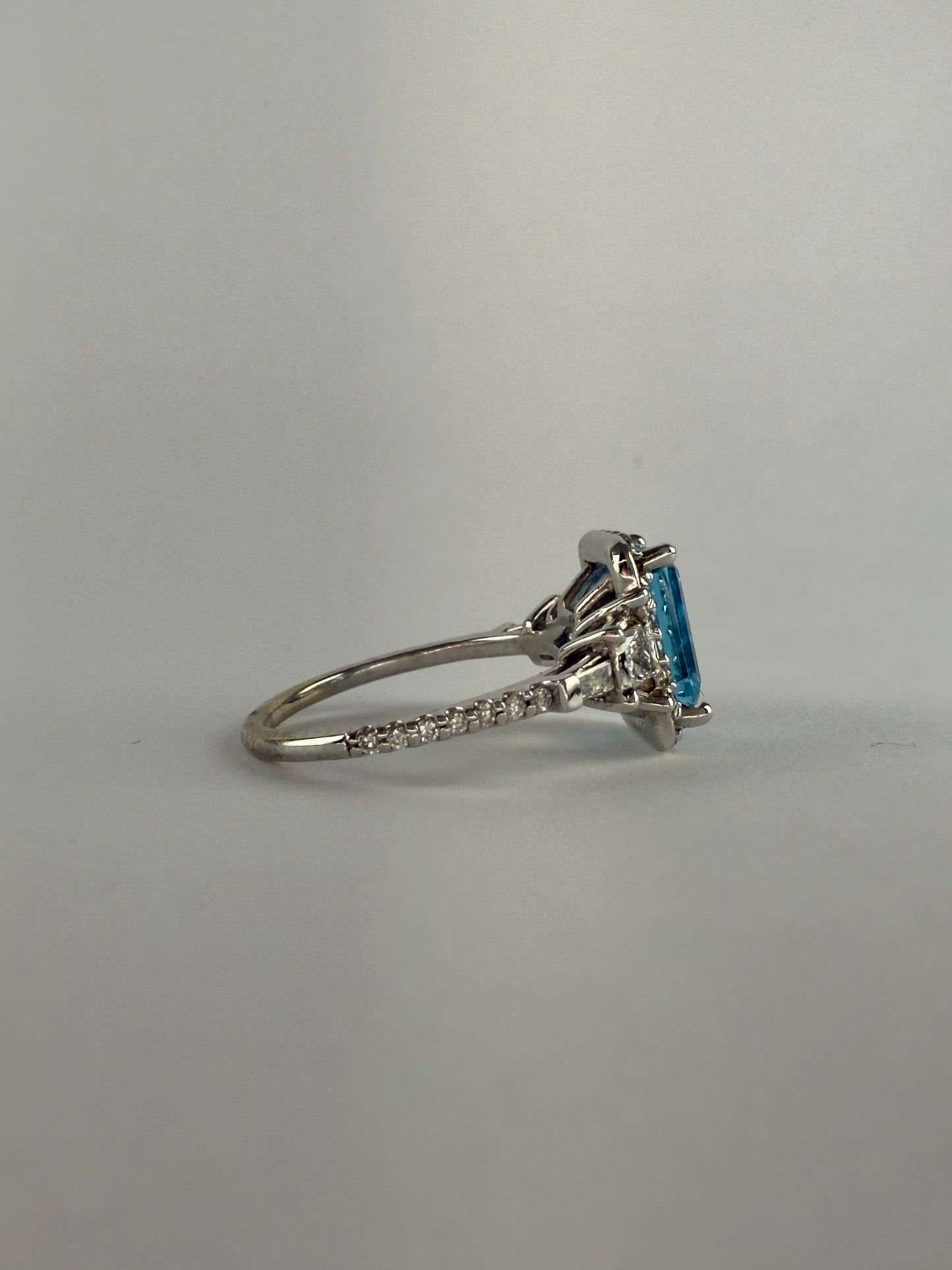 White Gold Blue Topaz and Diamond Ring