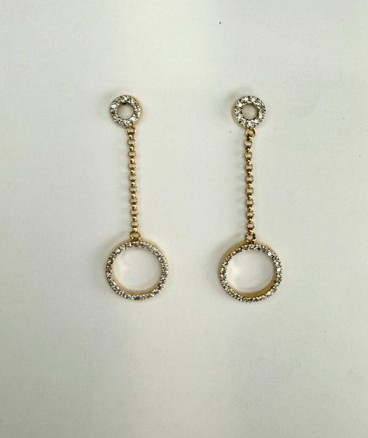 Two Tone Diamond Drop Earrings