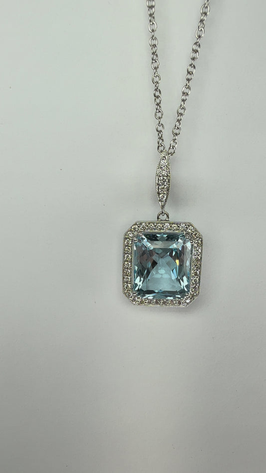 Aquamarine and Diamond Necklace